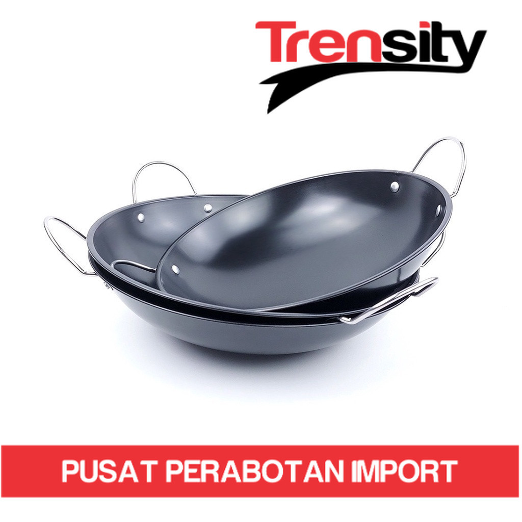 Wajan Hitam Mini Stainless Steel Tebal 21/23/25cm - Kuali Mini Penggorengan Anti Lengket - Wajan Kec