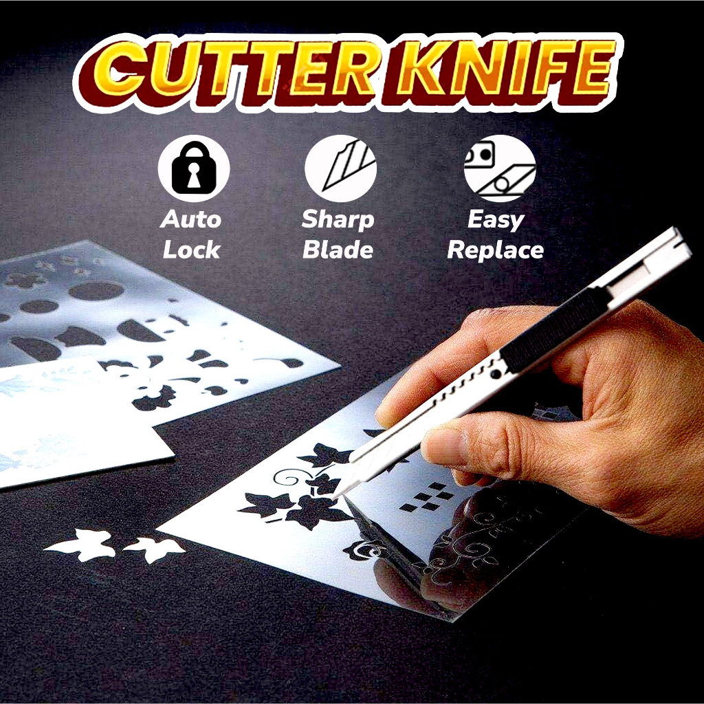 

Mini Cutter Stainless Steel SK5 Pisau Karter Kater Kecil Baja Seni Pemotong Kertas Small Samoyed Art Knife 9 MM Blade A300