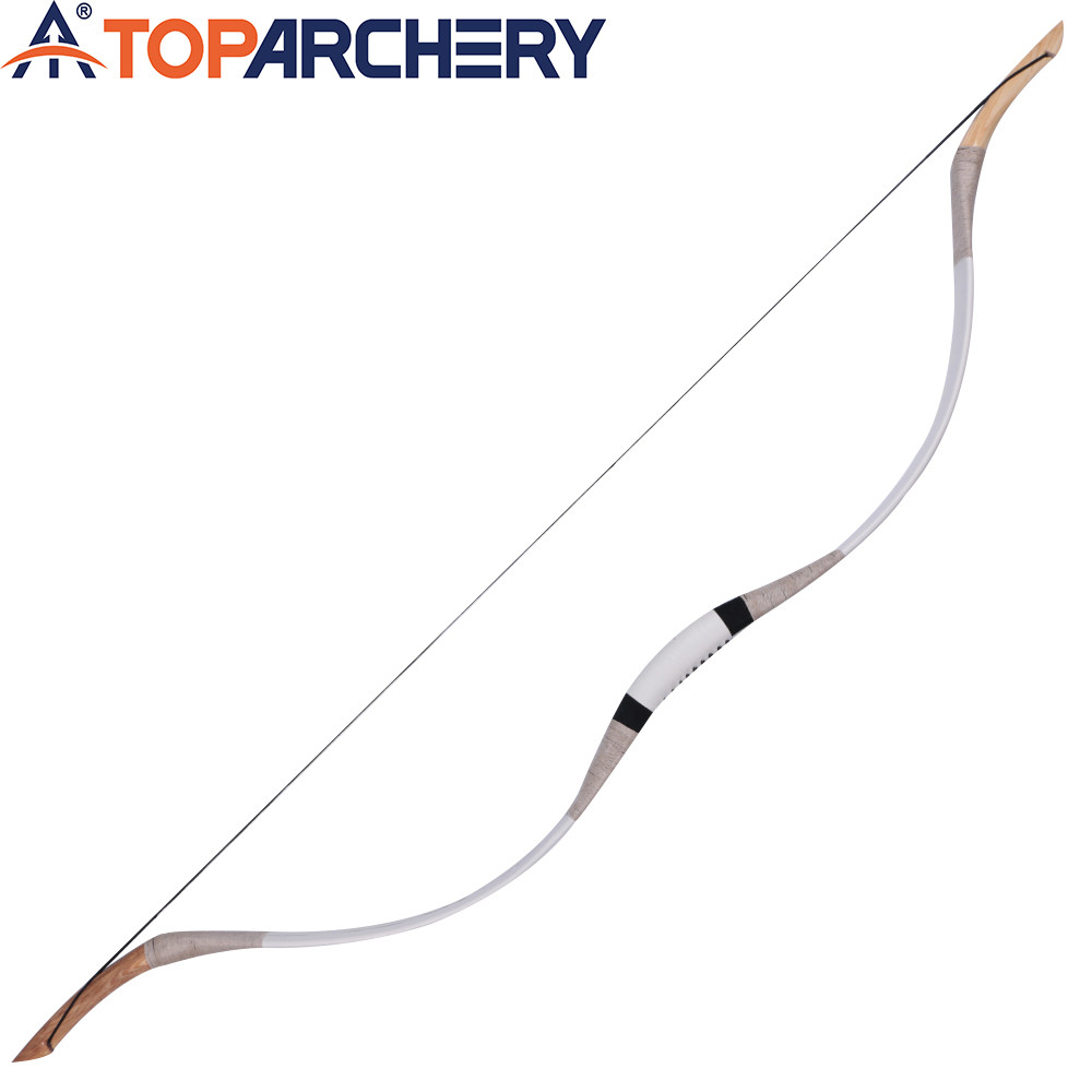 30-70lbs Handmade Traditional Archery Longbow  51" One-Piece Outdoor Hunting Bow White Cowhide Recur