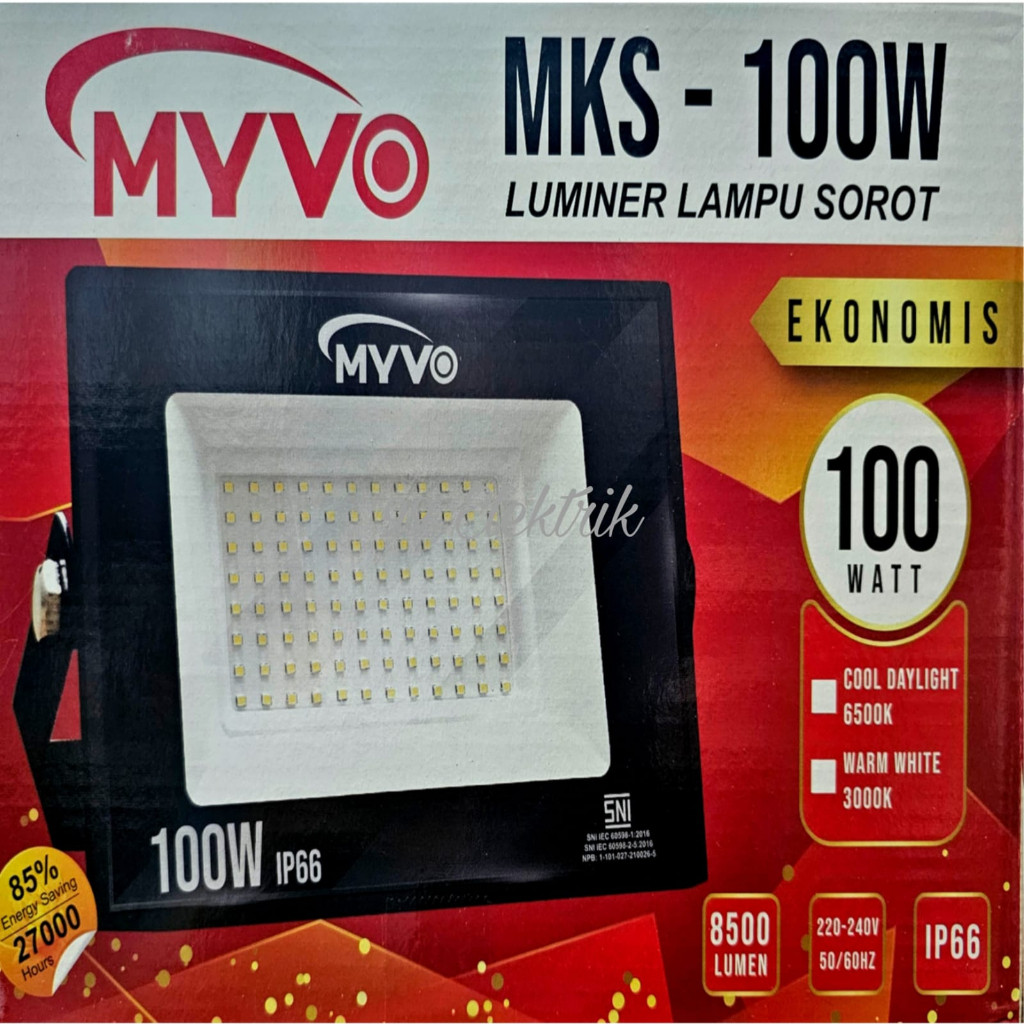 Myvo Lampu Sorot Led 100 Watt / Lampu Tembak Myvo 100 Watt / Lampu PJU LED HEAVY DUTY ANTI FLICKER W