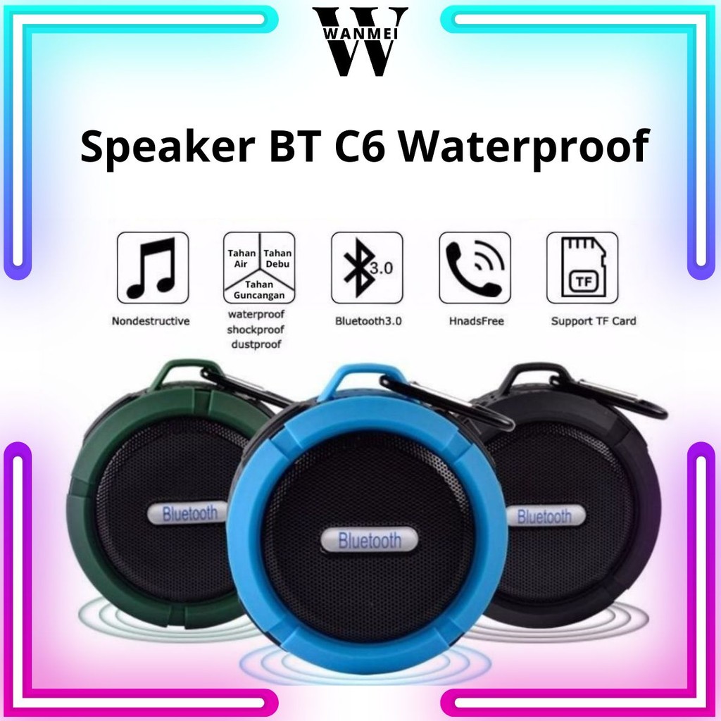 Speaker Bluetooth Mini C6 With Hook / Speaker Wireless Portable Outdoor Support Micro SD / Speaker B