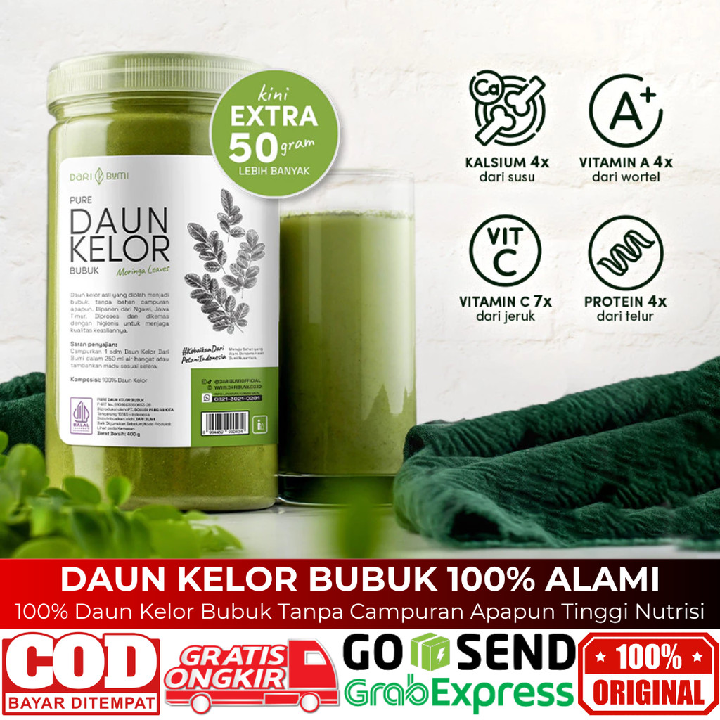 

Daun Kelor Moringa Bubuk 450 Gr Premium Pure Organic Dari Bumi