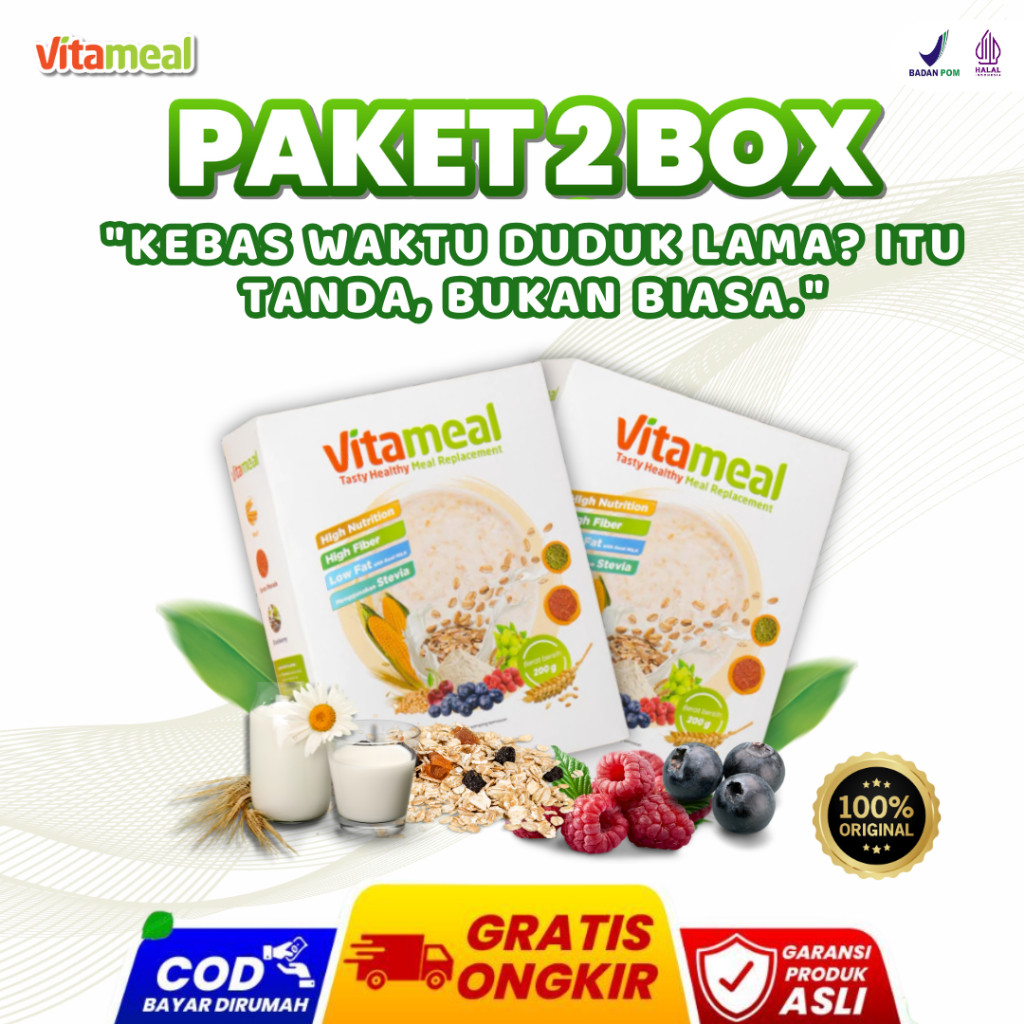 

New [ PAKET 2 BOX] Vitameal Herbal Lambung Penambah Sereal Sehat Menahun Suplemen Asli Dewasa Original Kebas VITAMINILK HERBALPremium