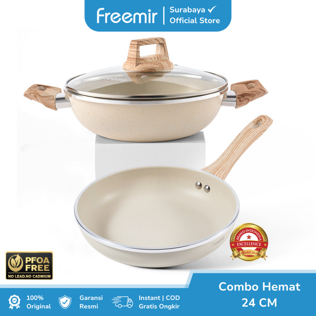 

Exclusive Buy 1 Get 1 freemir Wajan Frying Pan Set Serbaguna Granit 24CM Anti Lengket Serbaguna