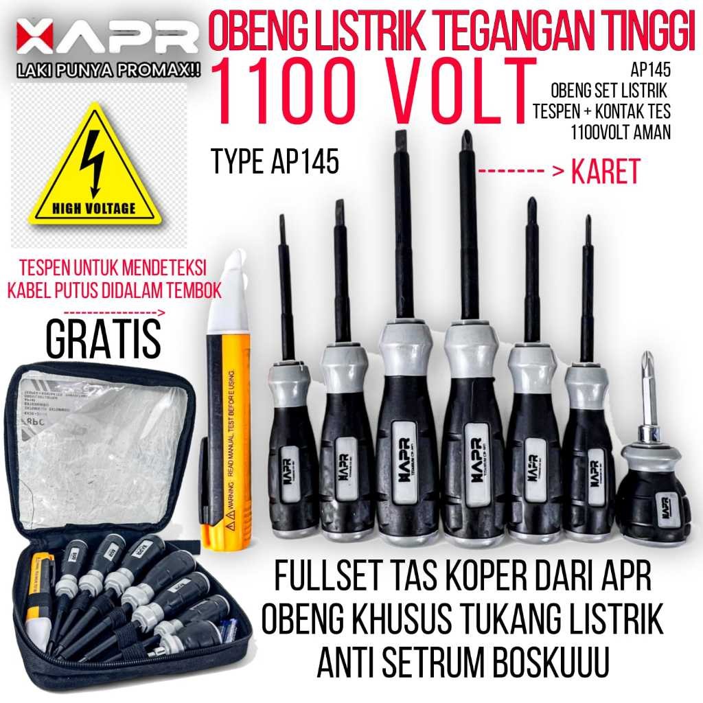 OBENG TESPEN TESTER TEGANGAN LISTRIK 8PCS LENGKAP SET APR JAPAN AP145