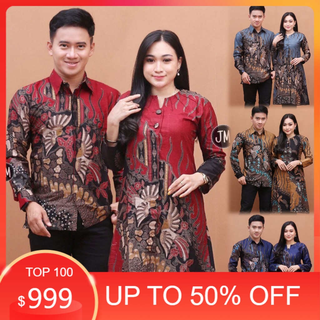 Batik Tunik Couple Modern Set Pakaian Couple Kemeja Batik Pria Premium Baju Batik Couple