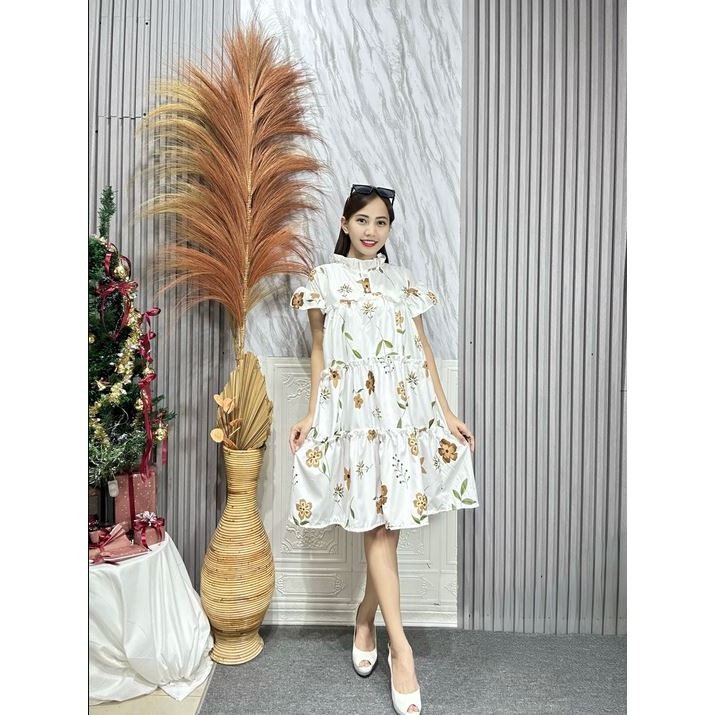 Tq88indonesia Baju Dress Wanita Motif Bunga / DOLLY DRESS Midi Kekinian / Dres Casual Floral Terlari