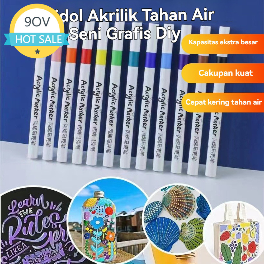

COD Produk anak Spidol Akrilik Set Spidol Warna 48/60 Spidol Warna Siswa seni lukis diy tahan air pena warna cepat kering Aman untuk Anak-anak