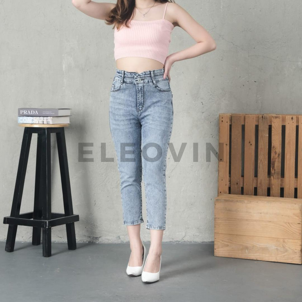 FR54E Eleovin Fashion - Skinny Xella Jeans - Celana Panjang Highwaist Wanita Premium Korean Look