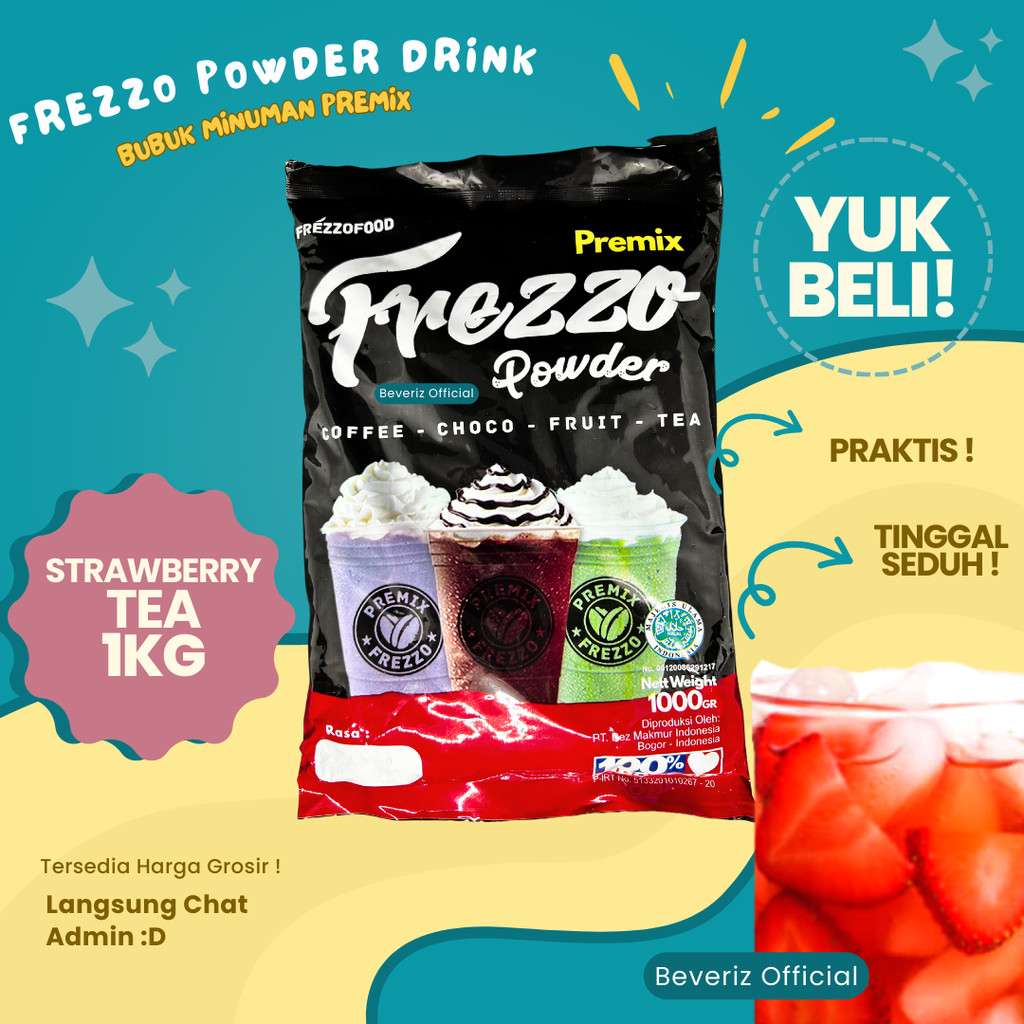 

BEVERIZ Frezzo Bubuk Minuman Rasa Teh Stroberi | Boba Powder Drink Strawberry Tea 1 Kg / 1000gram { Bisa COD} {Tersedia Harga Grosir}