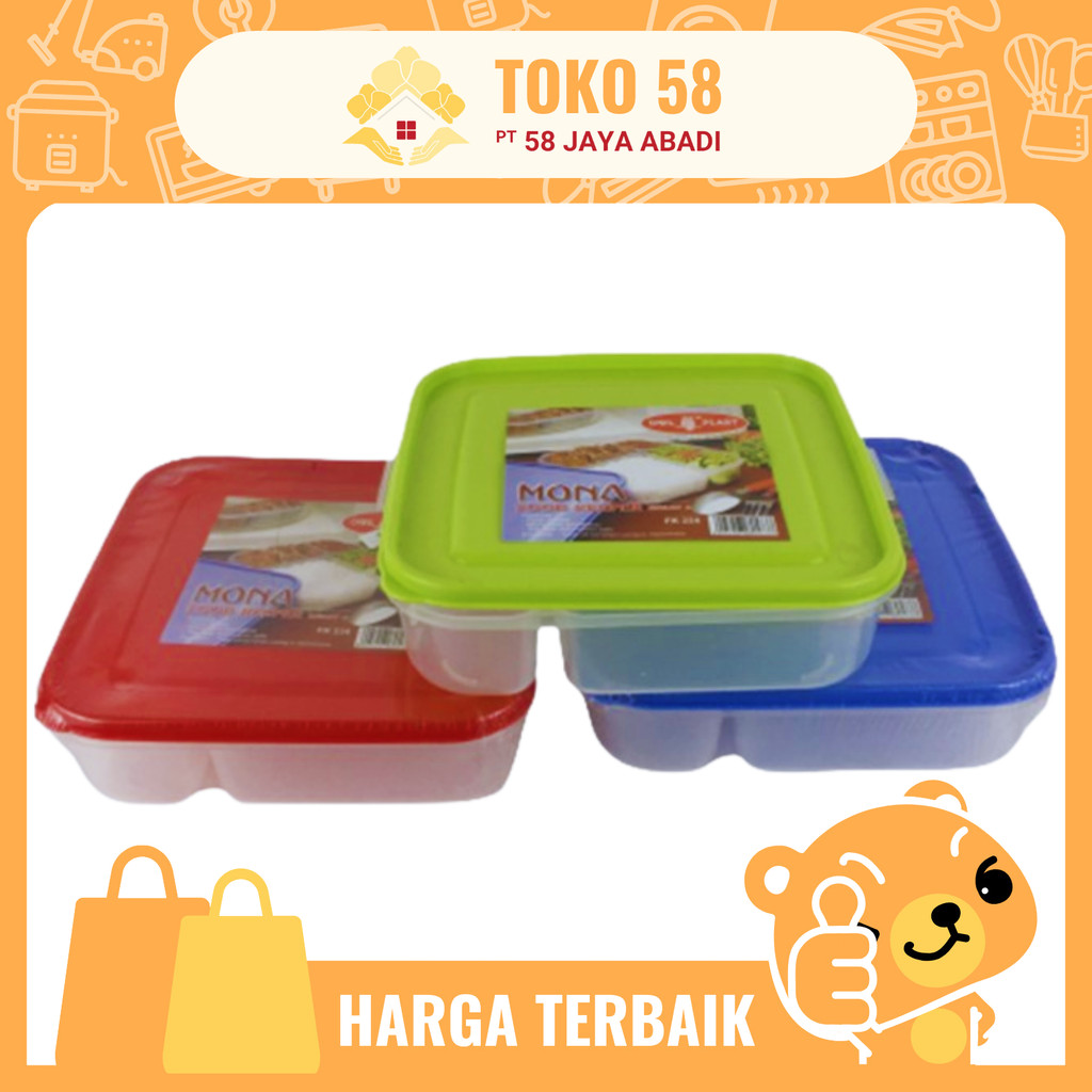 [COD] Tempat Makan 4 Sekat Owl Plast  Mona Food Kepper FK234 / Pcs