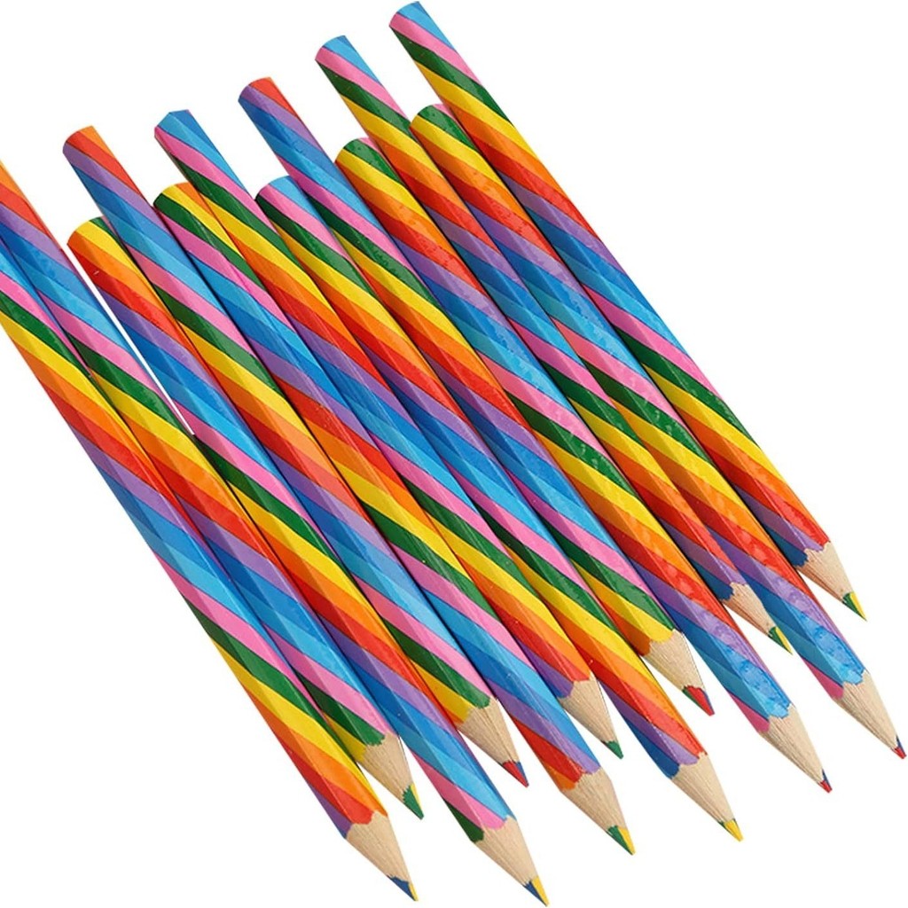 

3/5/6pcs 4 Color Concentric Rainbow Pencil Wooden Bulk for Student Painting Graffiti Drawing Gift Art