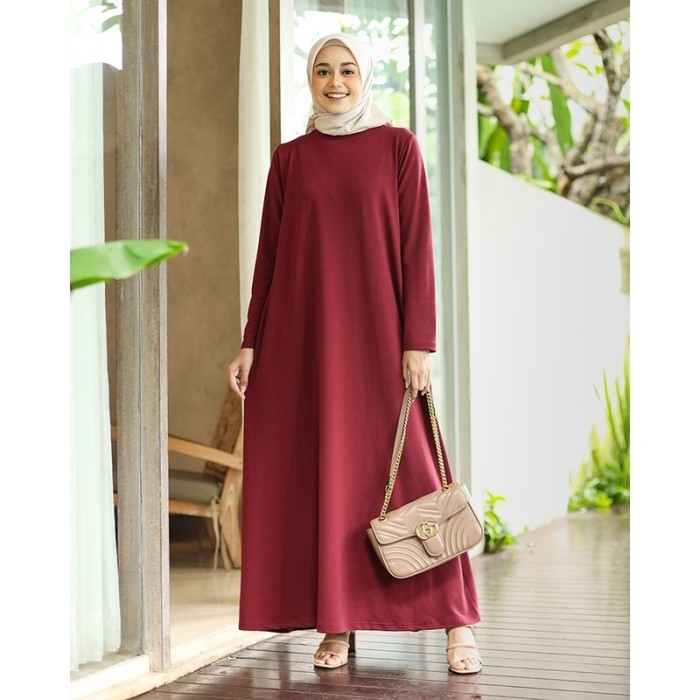 Busana Muslim Wanita Modern Modis Trendy Bahan Berkualitas Bagus /Geulis.id BASIC LONG SLEEVE DRESS 