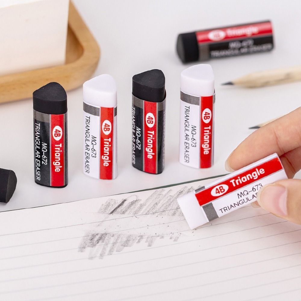 

Soft and Clean 4B Erasers Black White Sketching Art Triangular Eraser Long-lasting Rubber Pencil Eraser Stationery
