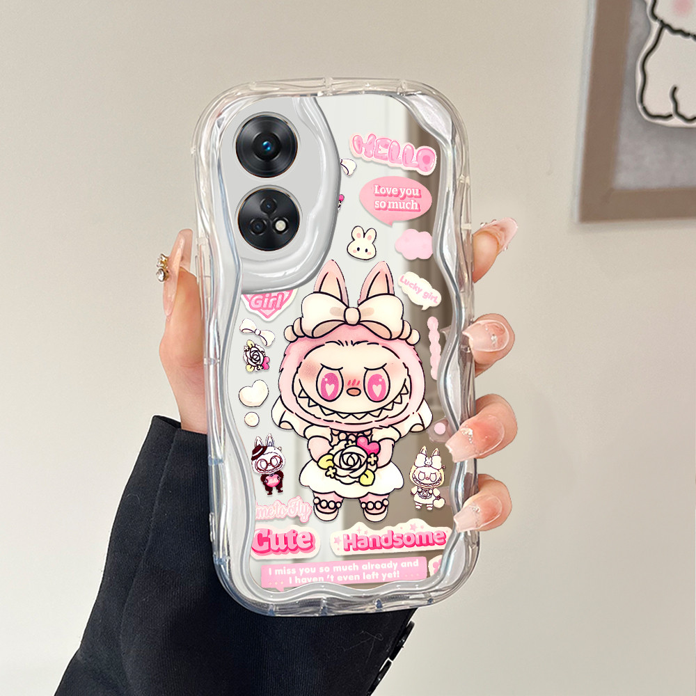 OPPO Reno 8T Cute Labubu Kartun Mirror Phone Casing Cermin Case HP Softcase 5261 JZ