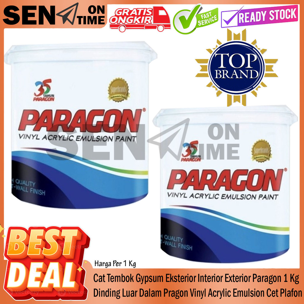 Cat Tembok Paragon 1 Kg Cet Plafon Dinding Luar Dalam Pragon Gypsum Eksterior Interior Exterior Viny