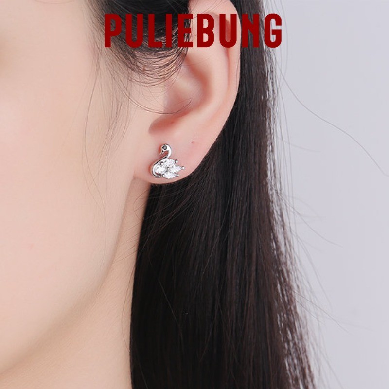 PULIEBUNG Temperamen Sederhana 925 Anting Pejantan Angsa Pribadi Perak