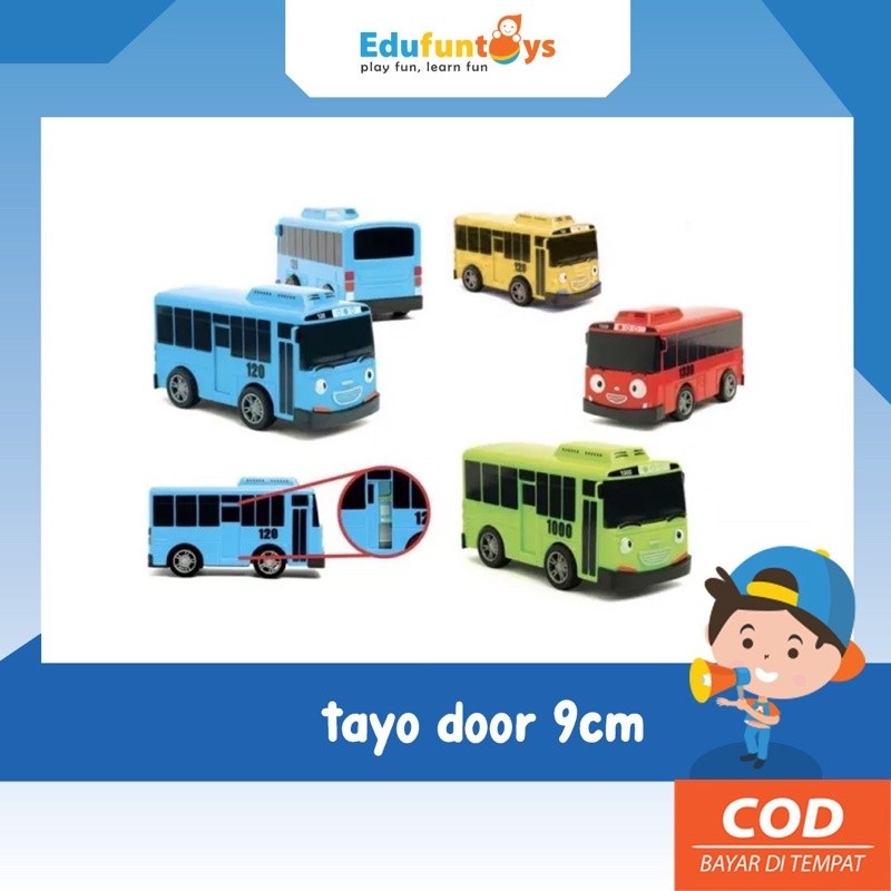 Mainan TAYO SLIDING DOOR 9cm pull back/ bis geser pintu/gani/ tayo/ lani/ rogi/ 4 warna/ mainan mobi