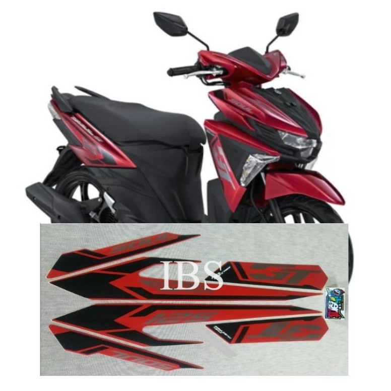 STRIPING MIO SOUL GT MERAH 2015 STIKER ORI YAMAHA POLET