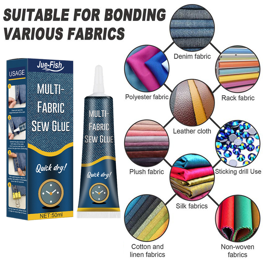 

50ML Lem Kain Permanen / Lem Kain Tanpa Jahit Tahan Air / Fabric Glue / Sew Glue / Lem Kain Jeans Pakaian Tas Kain Sepatu Kain