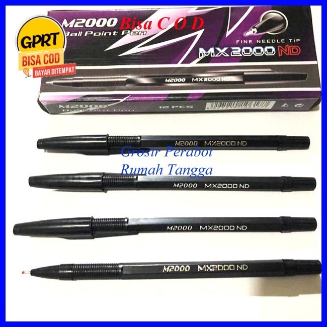 

GPRT 1 Box Isi 12 Pulpen MX2000ND Tinta Hitam Bolpoin Pen Pulpen Balpoint - Alat Tulis Hitam Terbaik
