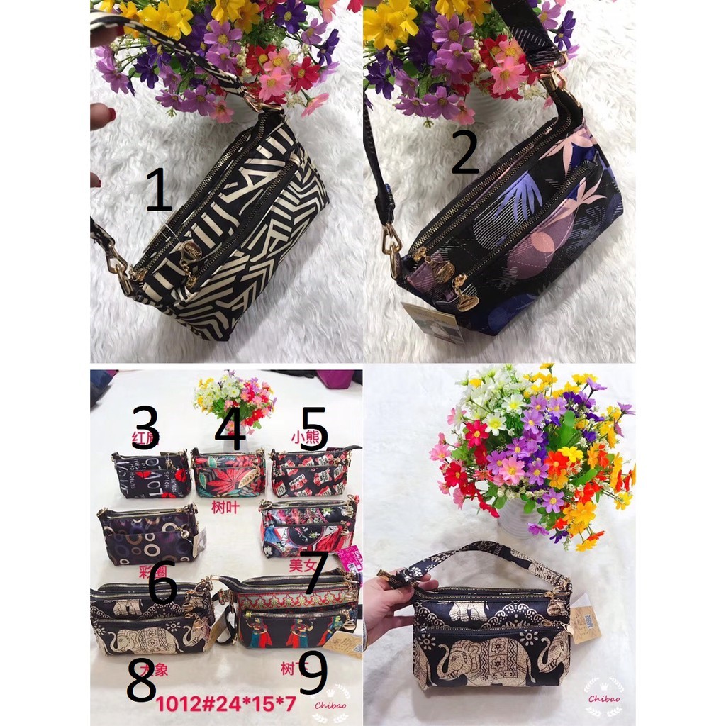 Tas Wanita Import Jinjing dan Selempang CHIBAO Mini CB1012 1012 Motif Campur Bahan Parasut Kualitas