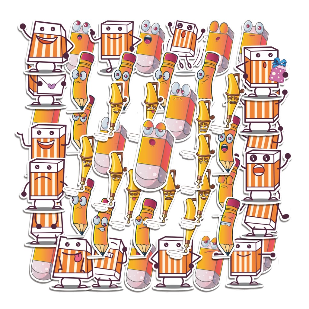 

COD 50 Pcs Stiker Eraser Pen and Pencil Lucu Anti Air Untuk Dekorasi Notebook Sepeda Skateboard Handphone