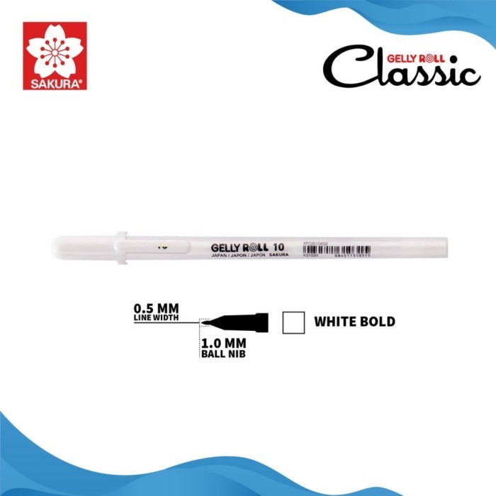 

Pulpen Sakura Gelly Roll Classic White Gel Pen Bolpen Gelly Roll - 10 BOLD WHITE