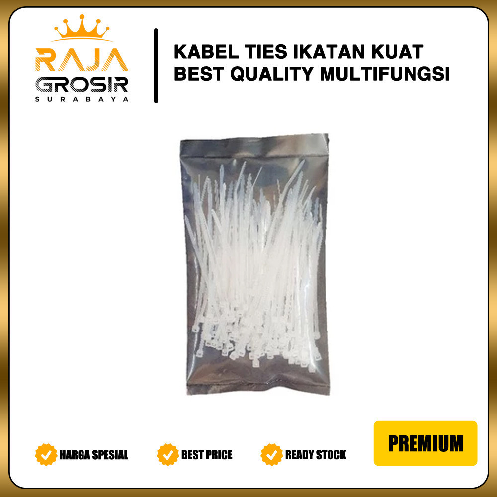 

Kabel Ties Nylon Hitam Dan Putih 2,5 x 200 mm Pengikat Plastik , Kabel Serbaguna RAJA GROSIR SURABAYA