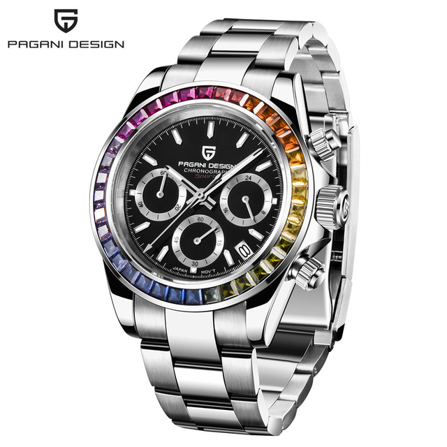2025 PAGANI DESIGN New Rainbow Bezel Multifunctional Men Quartz Watches Top Brand Sapphire Glass Chr