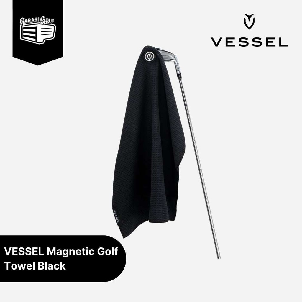 VESSEL Magnetic Golf Towel Black - Handuk Olahraga Kain Lap Golf