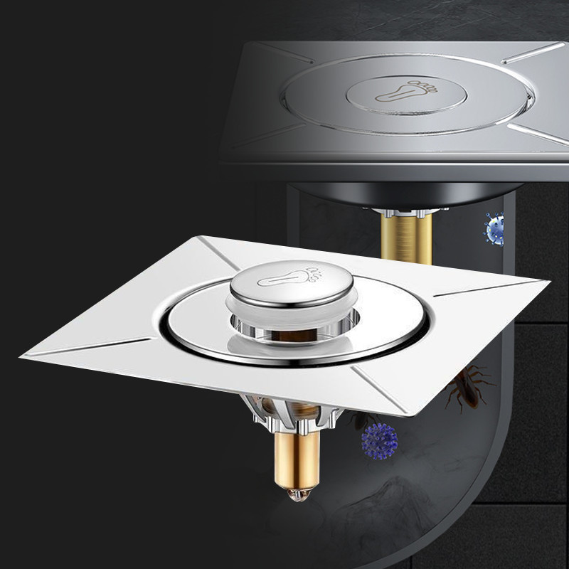 Stainless Silver Pedal - type Floor Drain for Bathroom - Saringan Got Injak, 4 - inch Pop - up Floor