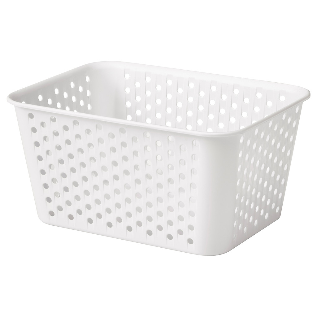 Keranjang Minimalis 15x20x10 - Keranjang Penyimpanan Kecil - Keranjang Plastik Putih - Organizer Rak