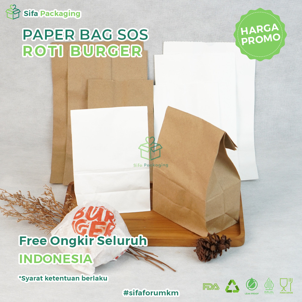 Kantong Kertas Kentang Goreng Kantong Kertas Roti Burger Bungkus Kertas Coklat Makanan Fried Chicken