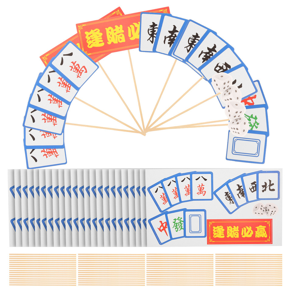 80pcs Mahjong Card Cake Toppers Decorative Fruit Picks Birthday Party Favors Wedding Cupcake Toppers