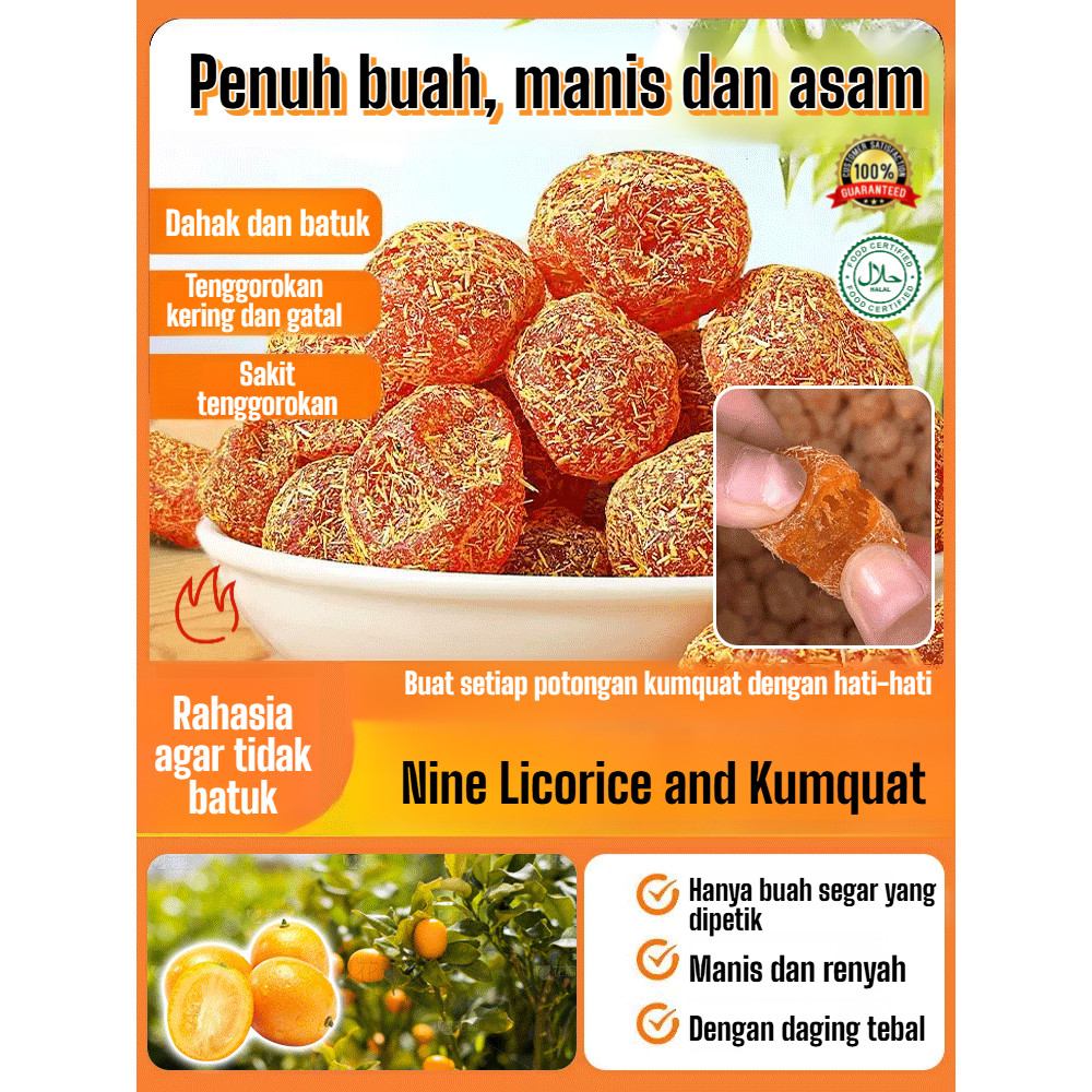 

✨COD/24JAM✨ Kumquat Licorice Kalengan Halal 200g/ Buah Kering Lembut Gula Batu / Tanpa Pengawet / Pereda Batuk Dan Tenggorokan / Pengiriman Cepat/ Rasa Lembut & Manis Alami / Camilan Sehat