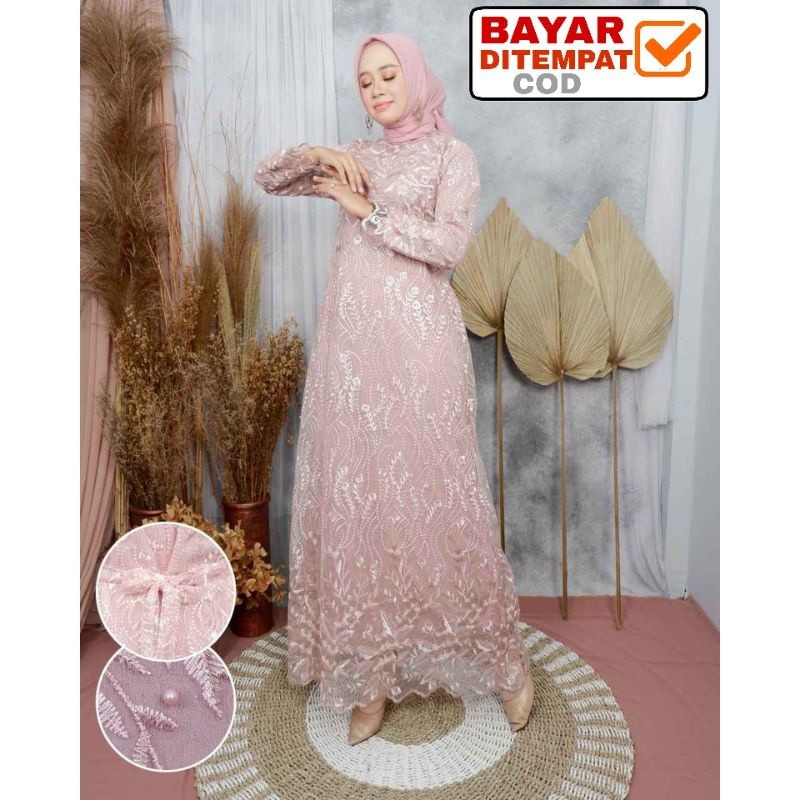 Gamis Pesta / Gamis Maxi Brokat / Gamis Tile / Gamis Jumbo / Maxi Dress / Baju Muslim Arimbi Seragam