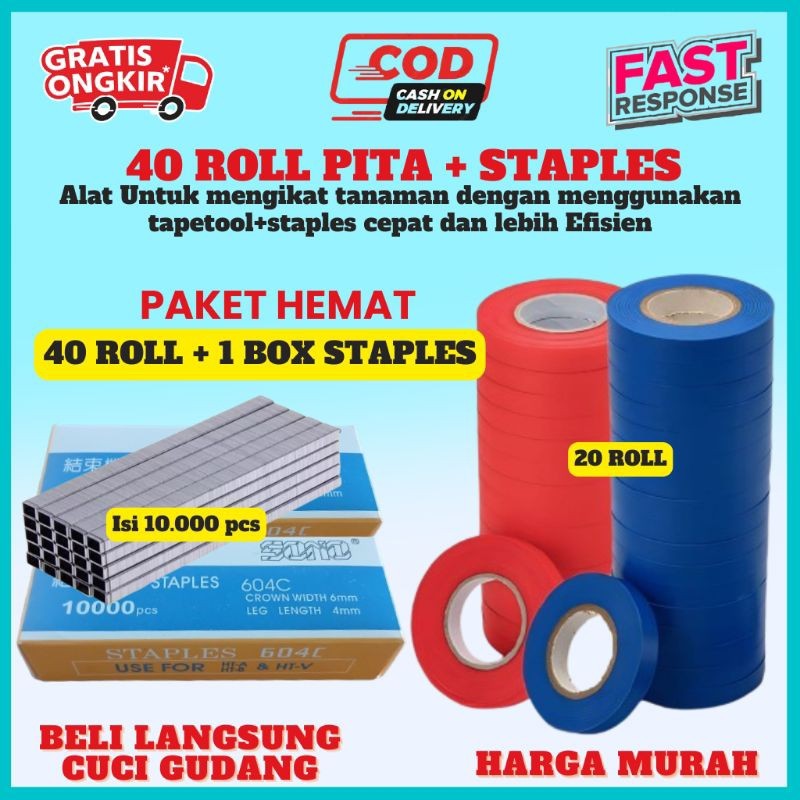 

Paket Pita Tapetool 1 Kotak Staples + 2 slop isi 40 Roll Jasacoin