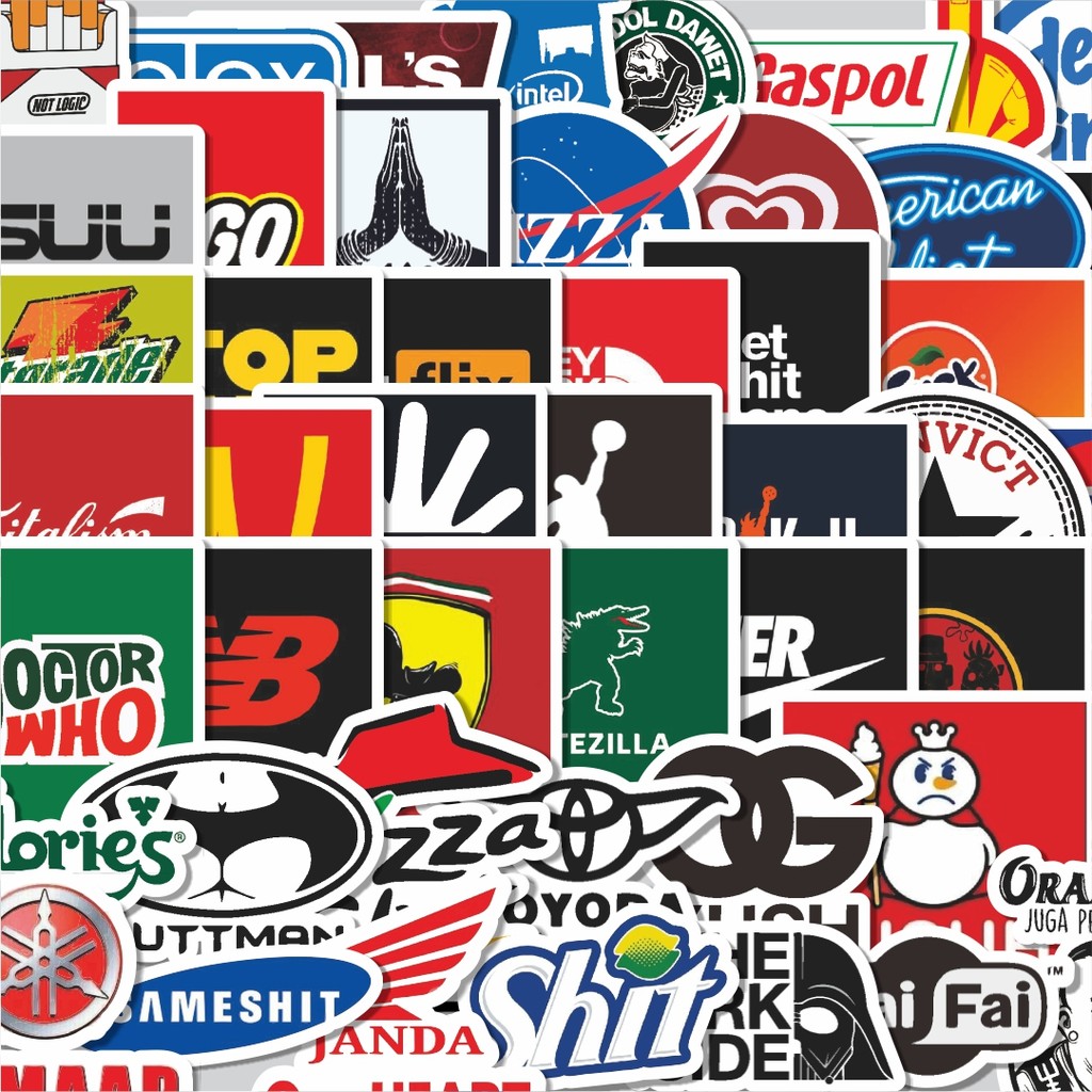 

Stiker Cutting Pack Stiker Random Logo Parodi Versi 1 Isi 100Pcs Series Aesthetic Lucu Keren Untuk Koper Bahan Vynil