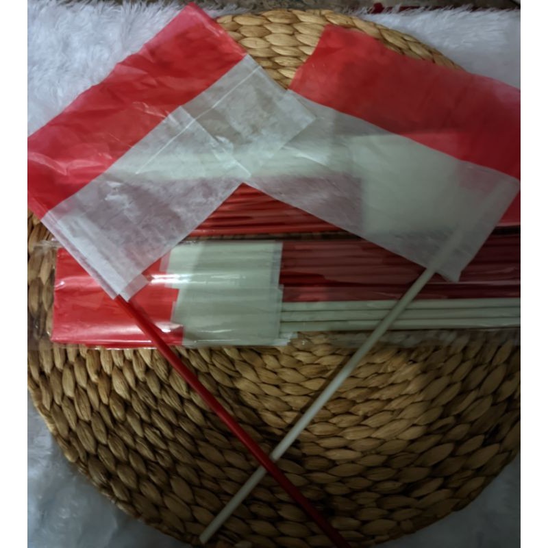 Bendera plastik gagang Bendera plastik merah putih dengan gagang Bendera Gagang