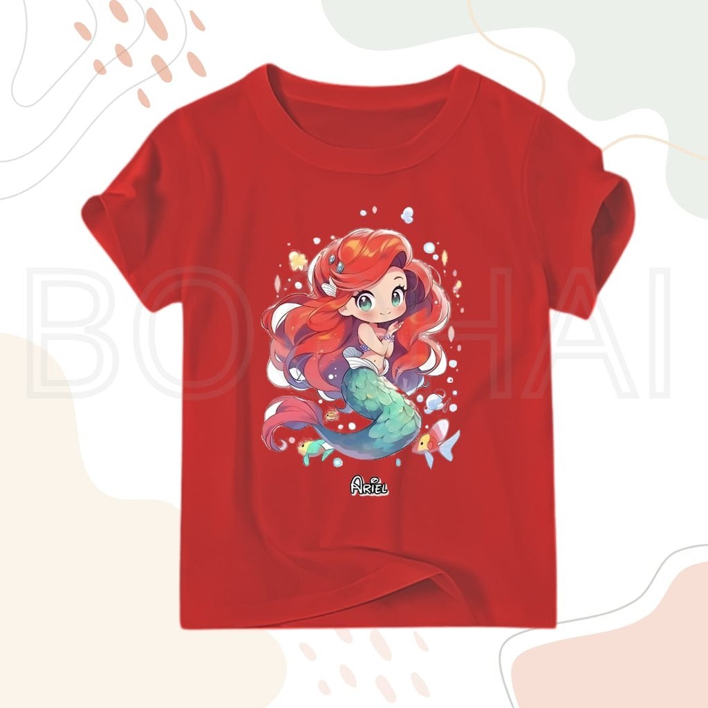 Baju Kaos Anak Motif Gambar Princess Ariel Mermaid Chibi Baju Kaos Anak Murah