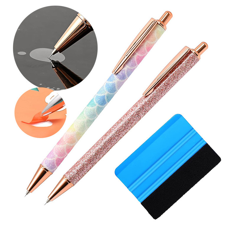 

Glitter Air Release Weeding Tool Pin Pen Vinyl Installation Anti-Slip Retractable Vinyl Weeding Pen Air Bubble Remover DIY Craft