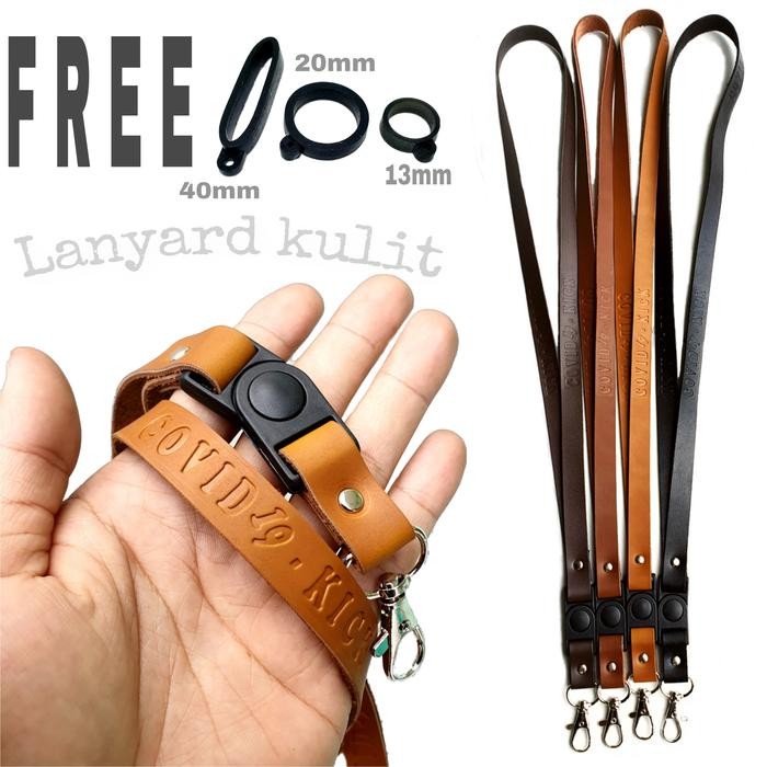 

Lanyard Covid-19 Kick Free 3x Karet / Tali Gantungan / Lanyard Kulit