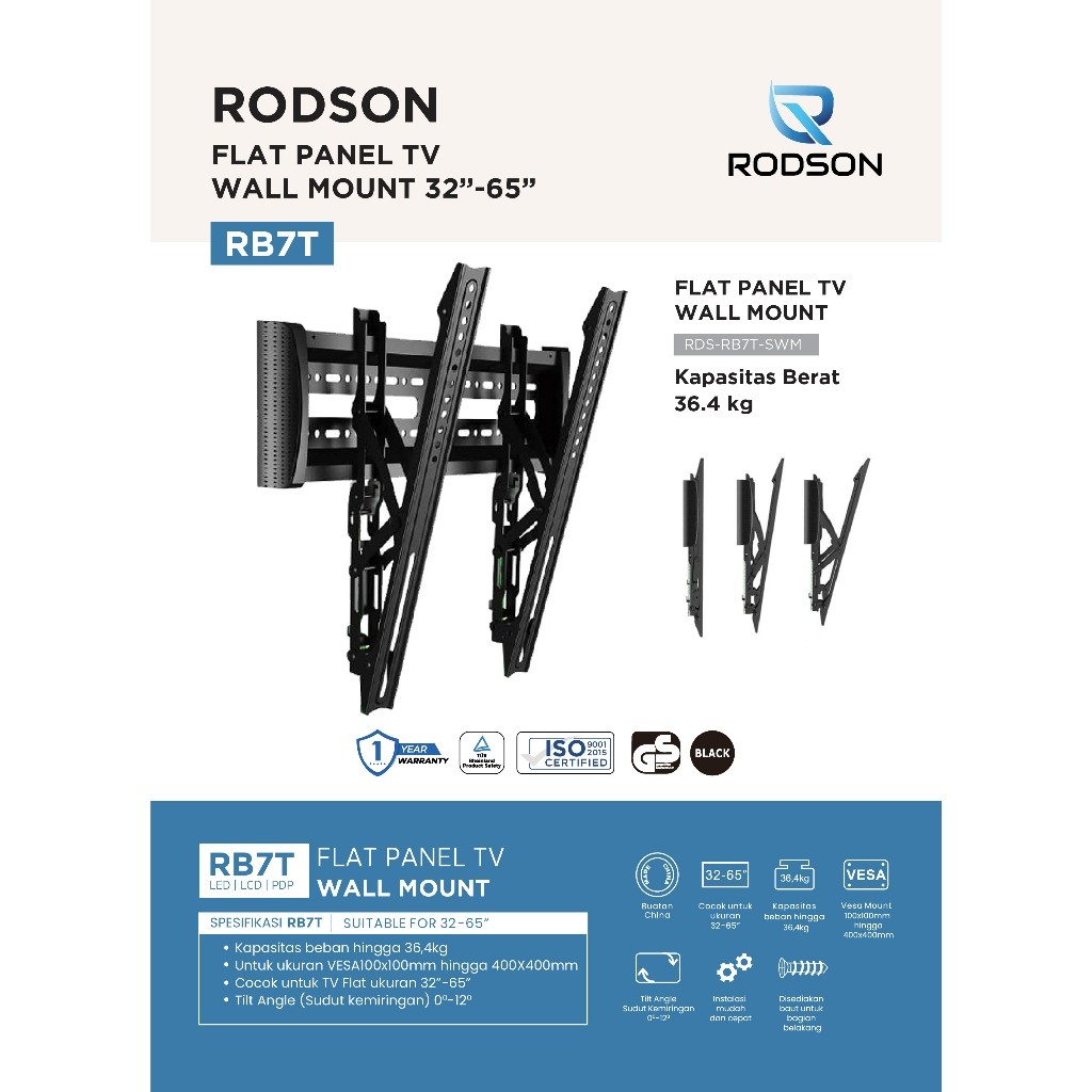 Bracket TV Changhong Ukuran 32 in 41 in 43 in 50 inc 55 in 65 70in 75 inch RODSON RB7T