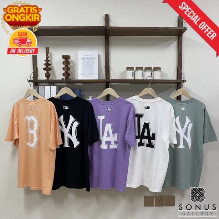 [COD] BAJU TSHIRT NY LA MLB CLASSIC KOREA IMPORT HIGH QUALITY BORDIR SABLON - Hitam, L