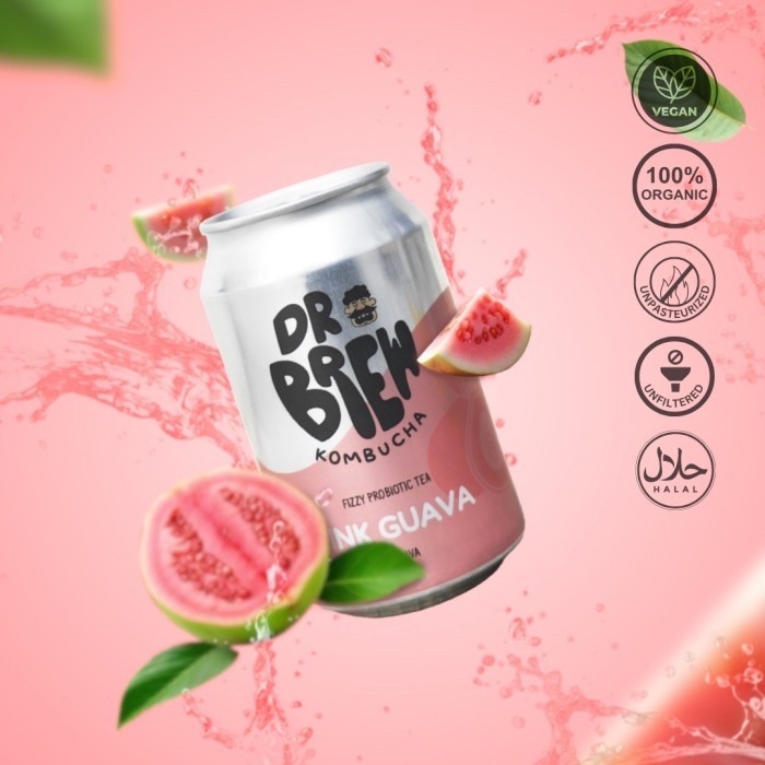 

320ml Pink Guava Kombucha Guava Jambu - Dr Brew