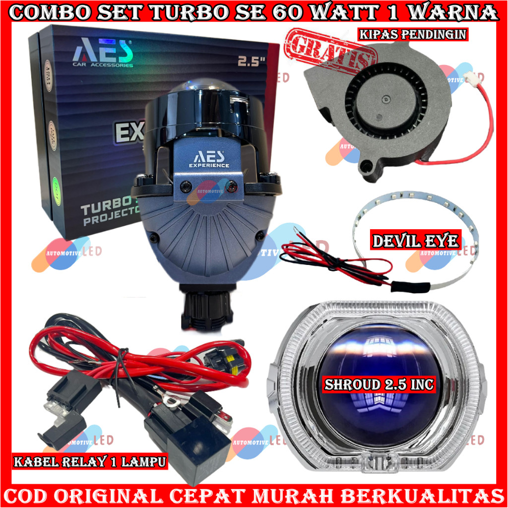 COMBO PAKET HEMAT BILED TURBO SE  60 WATT ORIGINAL BILED AES PAKETAN SET MOTOR | BILED PROJIE AES TU