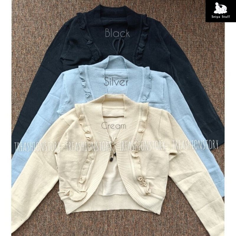 Bolero Nikita Knit Crop Atasan Wanita Tali Rajut Pendek