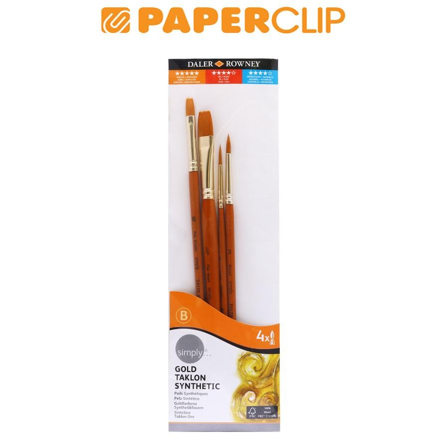 

KUAS LUKIS / BRUSH SIMPLY ACRYLIC GOLD TAKLON SYNTHETIC 4PC 216920402