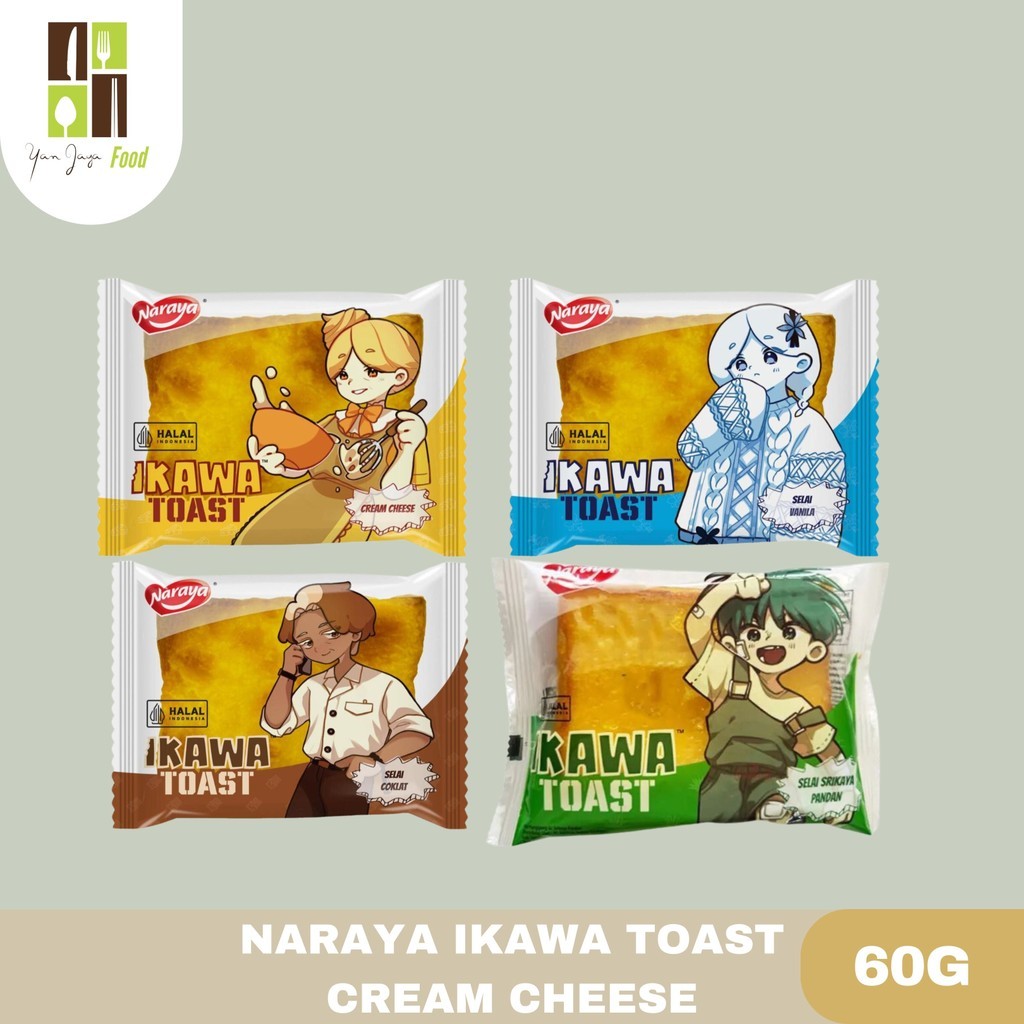 

Naraya Ikawa Toast / Roti Panggang Cream Cheese / Selai Vanila / Selai Coklat / Selai Srikaya Pandan 60G